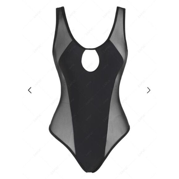 NWT ZAFUL Scoop-back Mesh Panel Cut Out One-piece Swimsuit Black Brazilian S - Picture 8 of 10